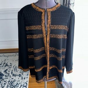 MING WANG Stripped Multi textured Knit Jacket.